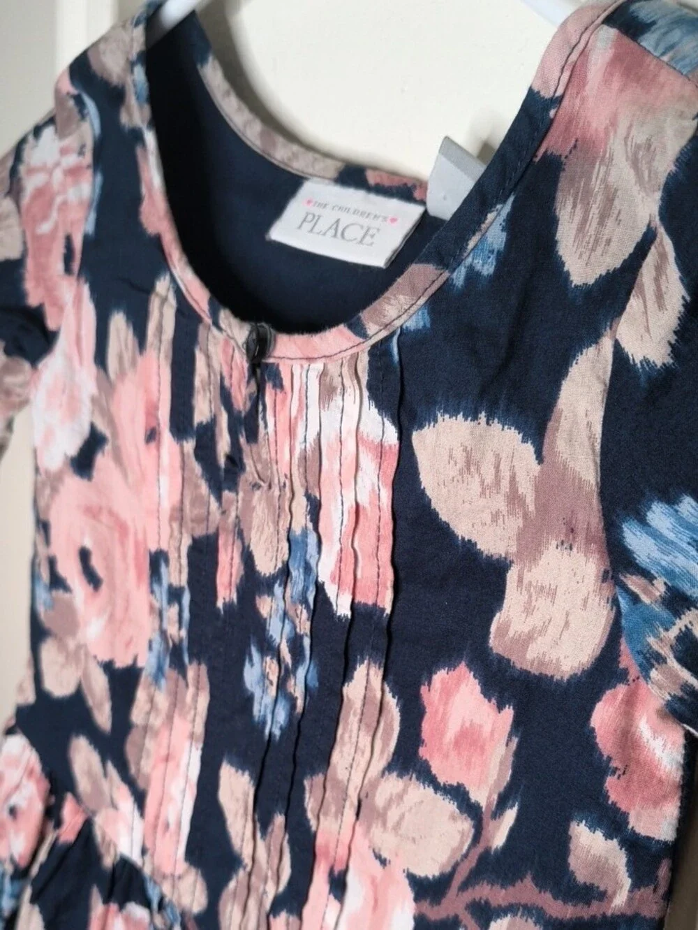 The Childrens Place Girls' Navy Floral Peplum Top - Pink & Blue